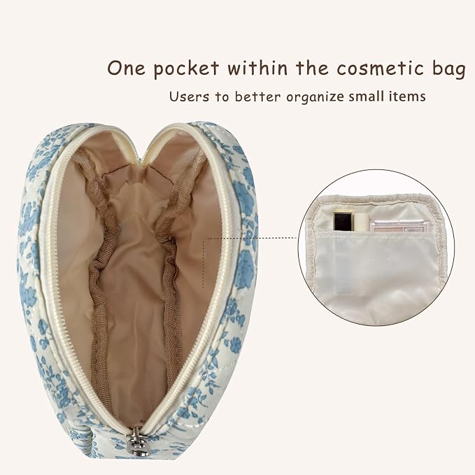 RSRSLEII Small Quilted Cotton Makeup Pouch for Purse, Coastal Granddaughter Aesthetic Cosmetic Bag with Compartments, Cute Seashell Zipper Lipstick Holder for Women and Girls (09 Small Seashell) - Image 7