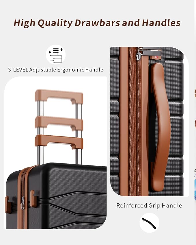 3 Piece Luggage Set, 20/24/28 Inch Expandable Luggage Sets with Spinner Wheels, ABS+PC Hardshell Suitcases, Suitcase Set with Double-Layer Explosion Zipper, TSA Lock - Image 8