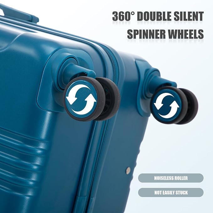 GDFStudio 20/24/28 Inch 3 Piece Luggage Set, ABS Hard Shell Spinner Suitcase with 360° Silent Wheels,TSA Combination Lock, Large Capacity Travel Luggage with Retractable Handle,Carry On,Dark Blue - Image 9