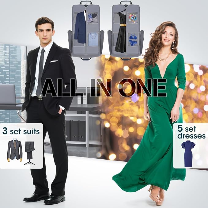 RAINSMORE Garment Bags for Travel Carry On Garment Bag for Hanging Clothes, Suit Bag for Business Trips with Shoes bag & Shoulder Strap, Waterproof Foldable Suit Luggage Bag for Men Women, Blue - Image 8