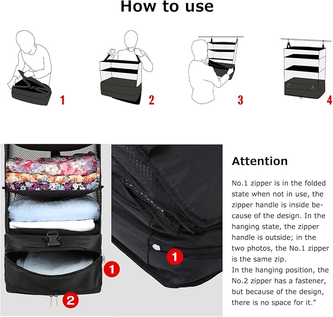 TABITORA Portable Hanging Travel Shelves Bag Packing Cube Organizer Suitcase Storage Large Capacity - Image 7