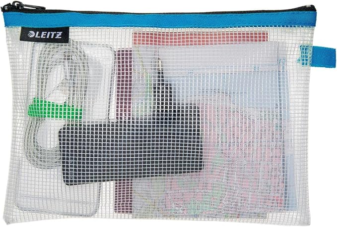 Leitz Wow Travel Pouch, Water Resistant, Translucent, Ideal for Visible Storage and Organisation, Medium (A5) - Blue - Image 3