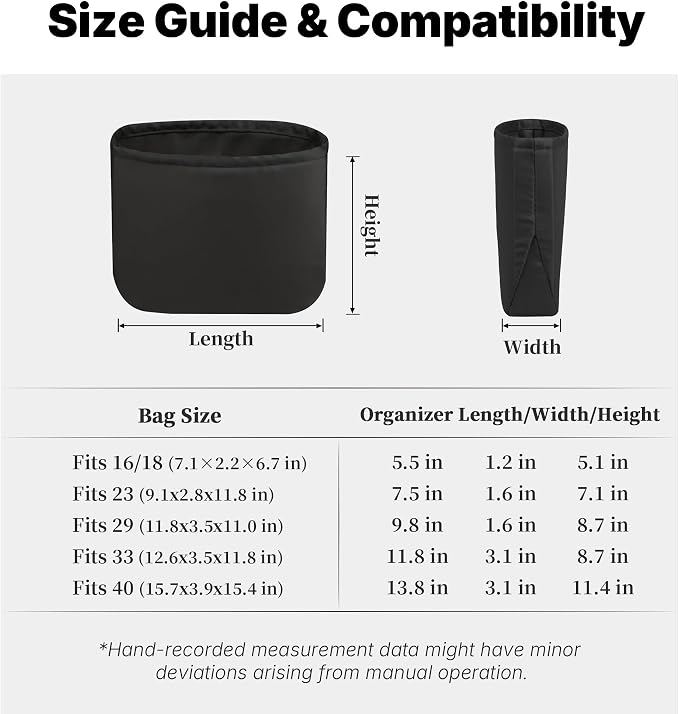 Purse Organizer Insert for Luxury Bag - Satin & Lightweight Fabric with Inside Pockets, Portable for Commute, Travel, Shopping, and Evening, Multicolor Options, Fits Evelyne 23(Black, 23) - Image 4