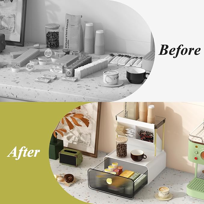 FOLLOWIN 3 Tier Makeup Organizer, Vanity Desk Cosmetic Display with Drawer | Detachable Brush Holder, Washable, Fits Bathroom Office Coffee Bar Nook, Compact Countertop Vertical Storage, Space-Saving - Image 8