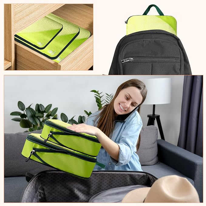 AiQInu 5 Piece Suitcase Organizer, Compression Packing Cube Space-Saving Expandable Ultralight Travel Organizer for Clothes, Shoes, Underwear Travel Set for Backpacks or Hand Luggage - Image 8