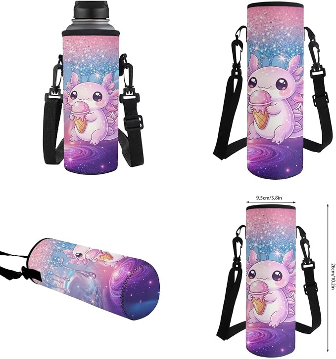 Axolotl Kids School Backpack 4-in-1 Set, Gifts for Girls Age 6-12, 17'' Cute Bookbag with Insulated Lunch Box, Pencil Case & Water Bottle Holder for Back to School Birthday Christmas - Image 7