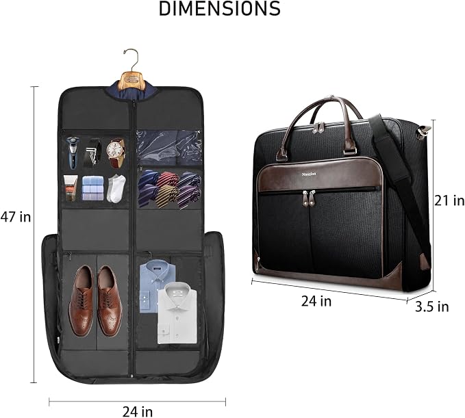 Noozion Garment Bag for Travel, Large Carry On Suit Bag for Business Up to 4 Suits, Wrinkle Free Garment Bag for Hanging Clothes with Shoulder Strap, Laptop Compartment, and Wet-Dry Pocket - Image 7