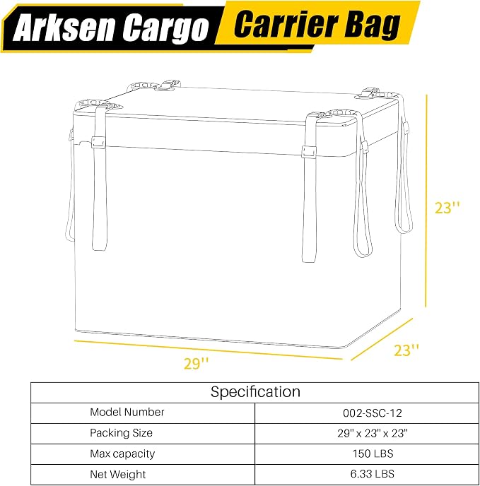 Arksen 8.9 Cu Ft Waterproof Hitch Cargo Carrier Bag – Fits 32 x 26 x 4 Inch Baskets (No Rack Needed), Large Storage for RV - Image 7