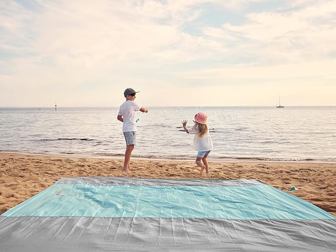 WEKAPO Beach Blanket Sandproof Waterproof, Extra Large Beach Mat, Oversized & Compact Sand Free, Quick Drying Beach Essentials for Vacation, Cruise, Picnic & Camping with Stakes - Image 9