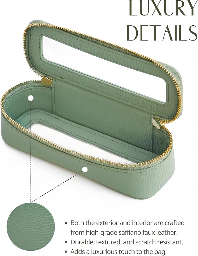 Popvibe Clear Makeup Bag Travel Cosmetic Case Transparent Toiletry Bag with Zipper, Portable Make Up Organizer Traveling Compact Car Bag for Essentials, Sage Green, Slim - Image 6