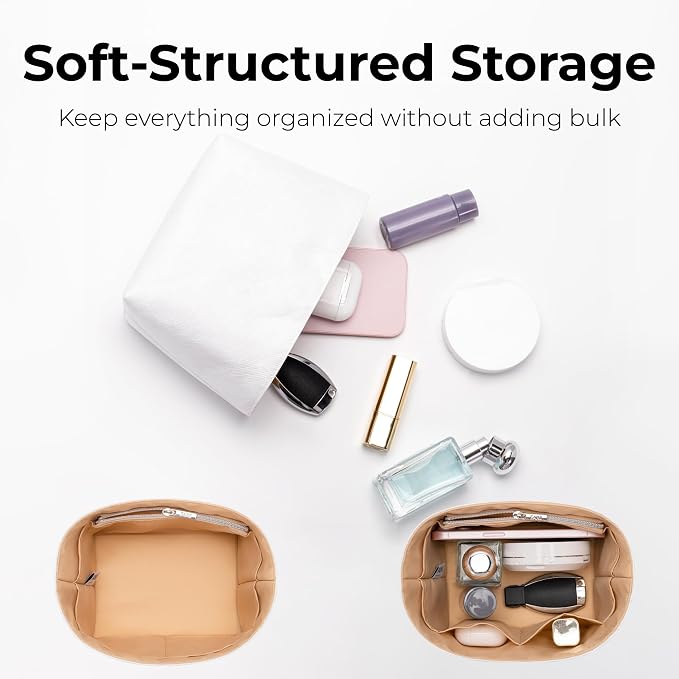 Purse Organizer Insert Compatible with LV All In BB | Handcrafted DuPont™ Tyvek®, Precision 1:1 Custom Fit, Vanile w/ Zipper, Keep Bag Clean & Protected for Travel & Commute - Image 9