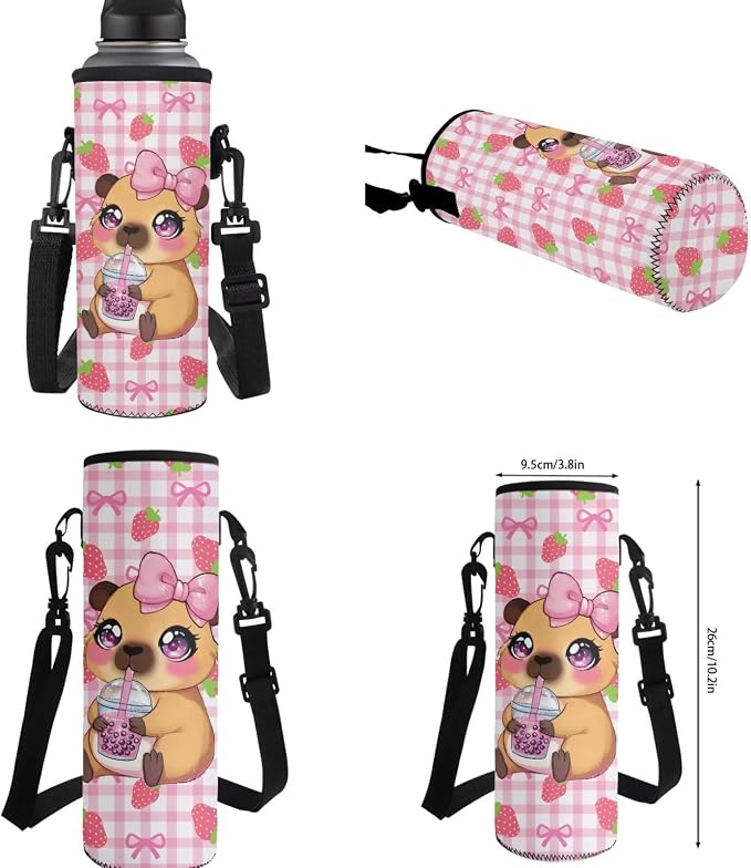 Cute Capybara Backpack for School Girls 2nd Grade : 17in Strawberry Bookbag with Lunch Box Set - 4 in 1 Elementary Student Book Bag for Kids 6-8-10 - Image 7