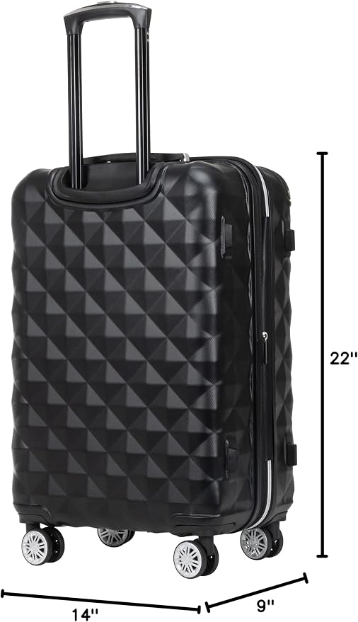 Kenneth Cole REACTION Diamond Tower Collection Lightweight Hardside Expandable 8-Wheel Spinner Travel Luggage, Black, 24-Inch Checked - Image 7