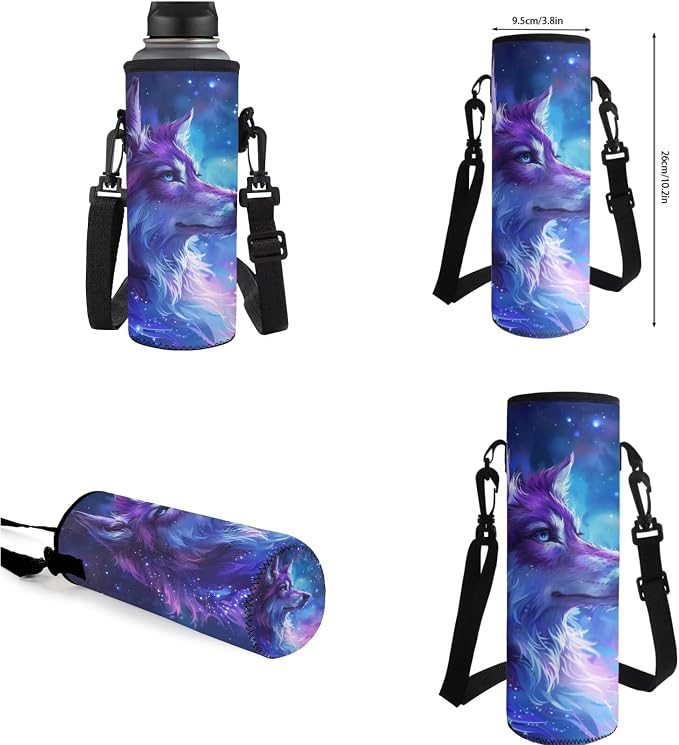 Galaxy Wolf Backpack for Girls Boys Backpack with Lunch Box Water Bottle Carrier and Pencil Pouch 4PCS Set Bookbag with Compartments for School 17 inch Large Capacity School Bag for Kids - Image 7