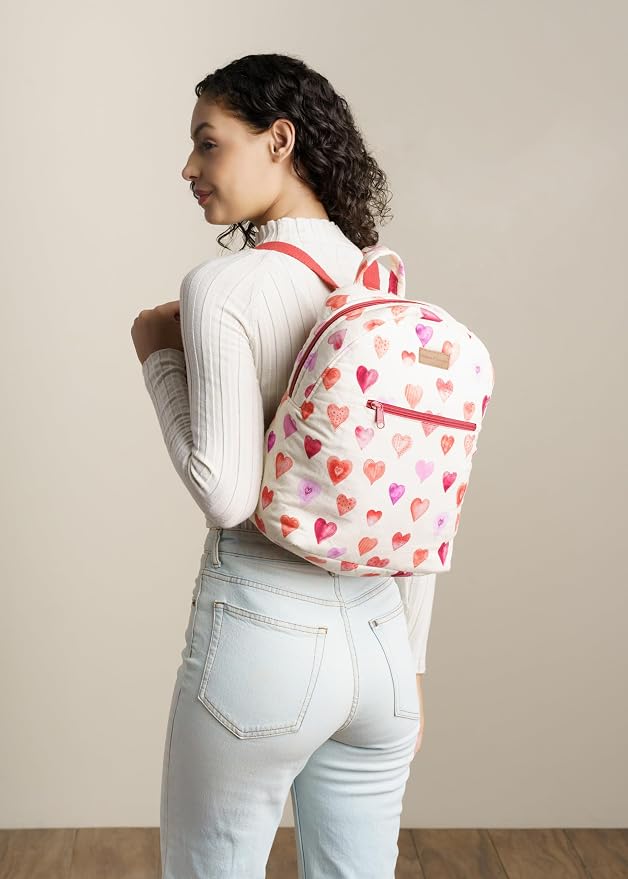 Maison d' Hermine Backpack for Women Men Cotton Shoulder Multipurpose Rucksack with Small Pouch Lightweight Multi Pocket Bag for Travel Work Beach Perfect for Spring Summer (Sweethearts) - Image 9