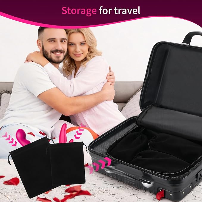 Adult Toy Storage Organizer Case with Lock, 16PCS Private Storage Box Set Includes 15 Pcs 3-Size Velvet Storage Bags, Portable Discreet Adult Toy Organizer for Home, Travel and Personal Use, Black - Image 7