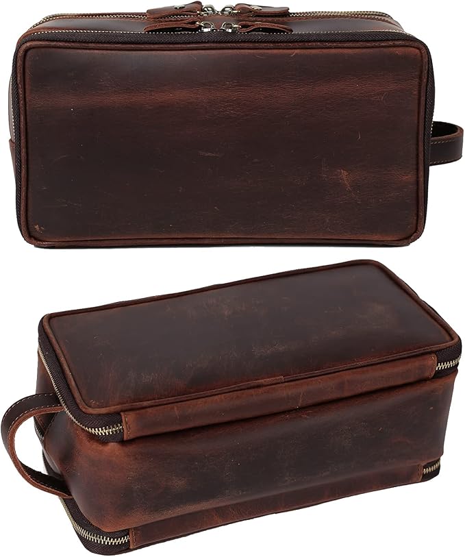 Personalized Leather Toiletry Bag for Men Travel Shaving Dopp Kit-Large Cosmetic Bags Toiletries Bathroom Organizer - Image 7