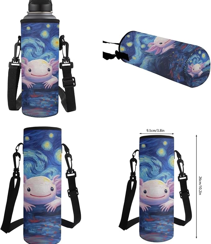 Axolotl Backpack with Lunch Box Set for Girls 6-8/5-7 Starry Night Bookbag for 2nd Grade Elementary School Back Pack Lunch Bag Pencil Case 4PCS Kids Book Bags Lunchbox Water Bottle Holder - Image 7
