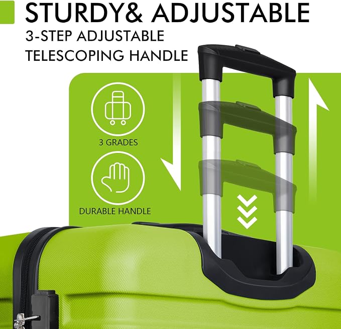 AnyZip Luggage PC ABS Hardside Lightweight Suitcase with 4 Universal Wheels TSA Lock Checked-Medium 24 Inch Apple Green - Image 7