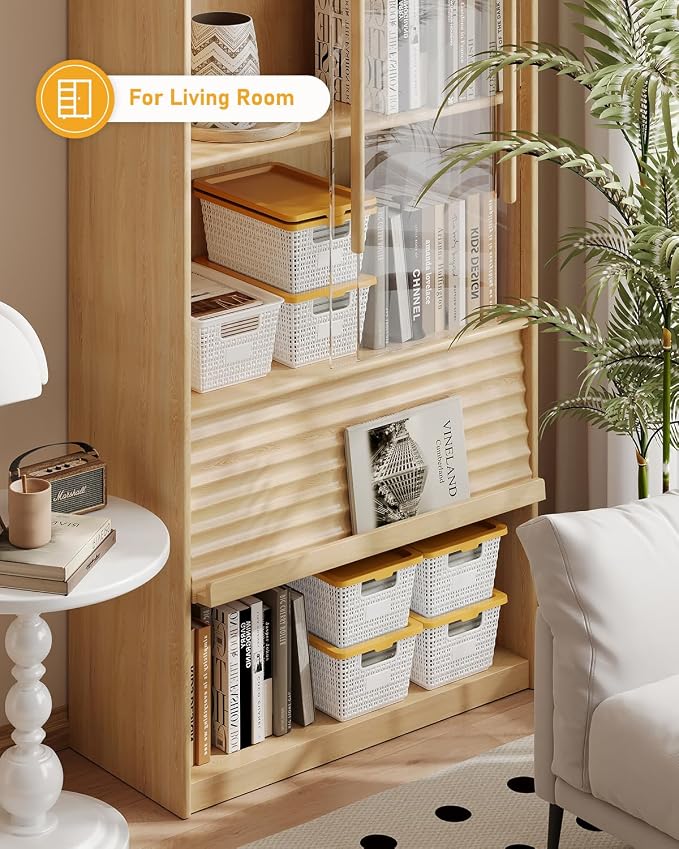 EOENVIVS Storage Bins Bakets with Lids 6 Pack, Stackable Organizer Bins for Small Spaces, Pantry, Closet & Bathroom, Secure Snap Lids, 11x7x5 Plastic Storage Containers for Shelf Organization, White - Image 8