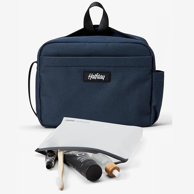 Halfday Sidecar Toiletry Bag: Travel Organizer for Men & Women with Waterproof Pouch, Mesh Pockets, Toothbrush Holder, Hanging Loop (Lightweight, Durable, Water-Resistant), Marine - Image 7