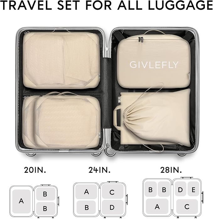GIVLEFLY Compression Packing Cubes for Travel, 6-Piece Lightweight Luggage Organizer Bags, Space Saving Suitcase Packing Set for Women - Image 9