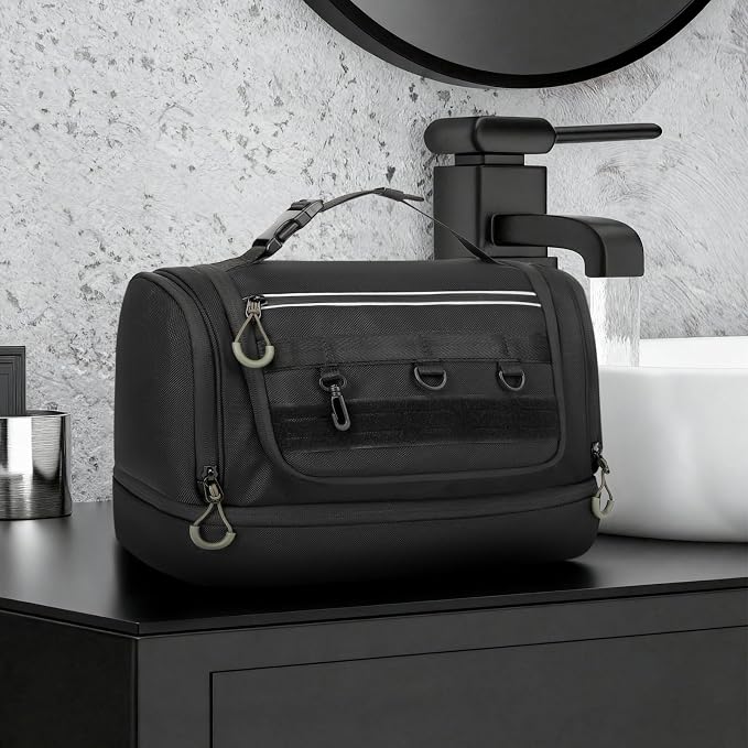 TANGCORLE Toiletry Bag for Men, Handing Travel Toiletry Organizer Protable Water Ressistant Bathroom Shaving Bags for Toiletry Accessories, Travel Essentials, Black(Empty Bag) - Image 8