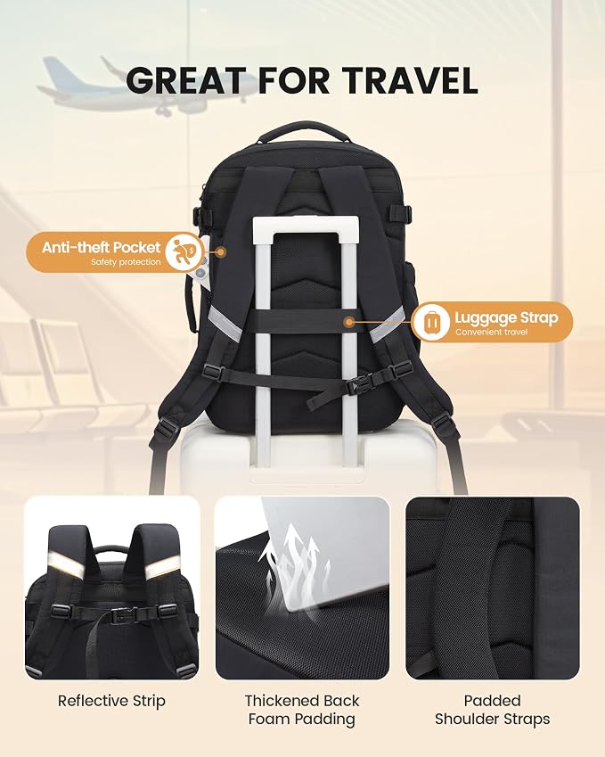 LOVEVOOK 50L Travel Backpack for Men Women, Waterproof Carry On Backpack for Work & Travel, Flight Approved Personal Item with 3 Packing Cubes, TSA Bag Fits 17.3" Laptop,Navy blue - Image 6
