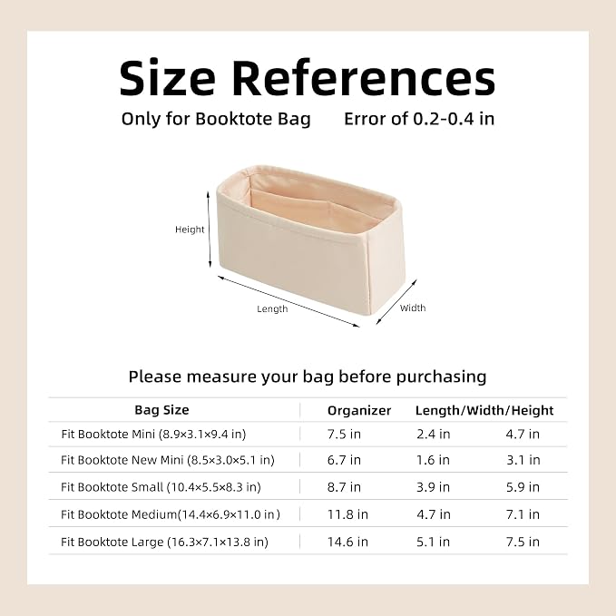 DGAZ Silk Purse Organizer Insert For Dior Book Tote mini/S/M/L,Silky Smooth Bag Organizer,Luxury Handbag & Tote Shaper(Craie,BT-Mini) - Image 5