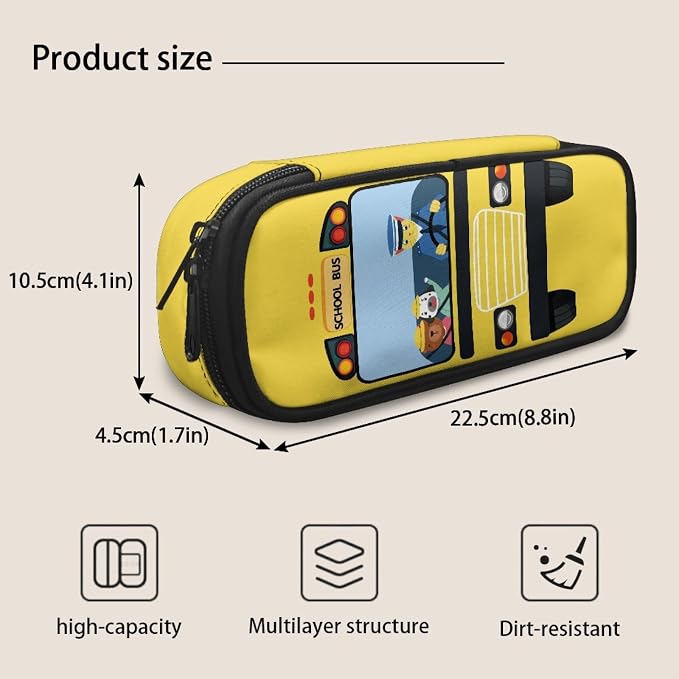Cartoon School Bus Backpack for Girls Boys School Bookbags with Lunch Tote Bag Insulated Lunchbox Pencil Case Lightweight Elementary Primary Schoolbag Casual Rucksack 3 In 1 Set - Image 7