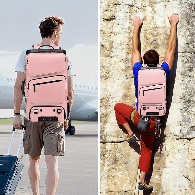 Backpack for Traveling On Airplane,Expandable Carry On Laptop Backpack for Men and Women,Outdoor Travel Bag,Pink - Image 7