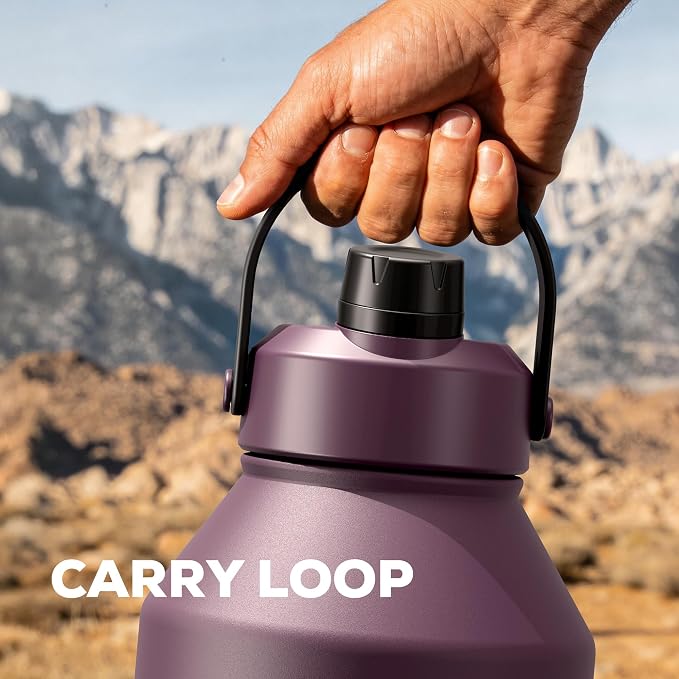POWCAN 64 oz Insulated Water Bottle with 2-in-1 Straw & Spout Lid, Leakproof, Top Handle, Keep Cold 48H, BPA-Free, Brush, Metal Water Bottle with Carrier Bag for Work, Sports, Travel and Gym (Plum) - Image 8