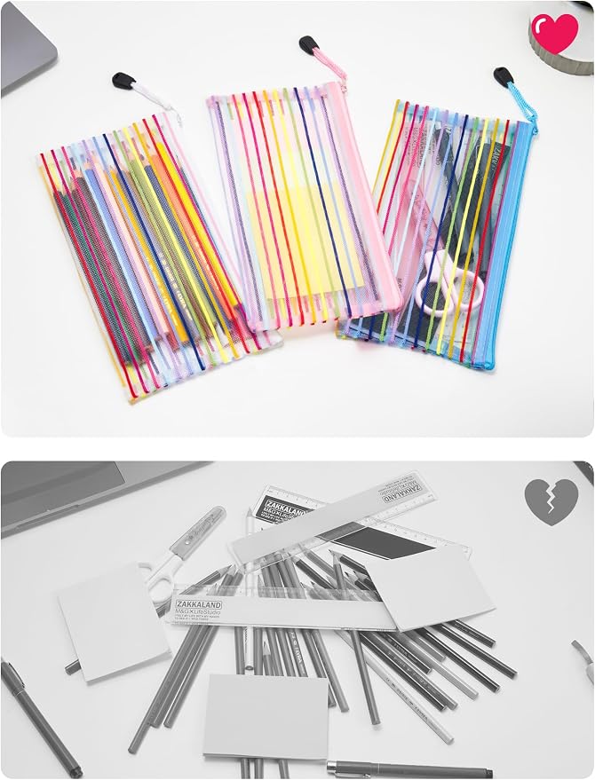 JARLINK Zipper Mesh Pouch, 40 Pcs multi-use Pencil Pouches in 10 Colors | Multipurpose Pencil Pouch Bulk for School, Office Supplies, Cosmetics, Makeup&Travel Accessories, Mixed Color - Image 8