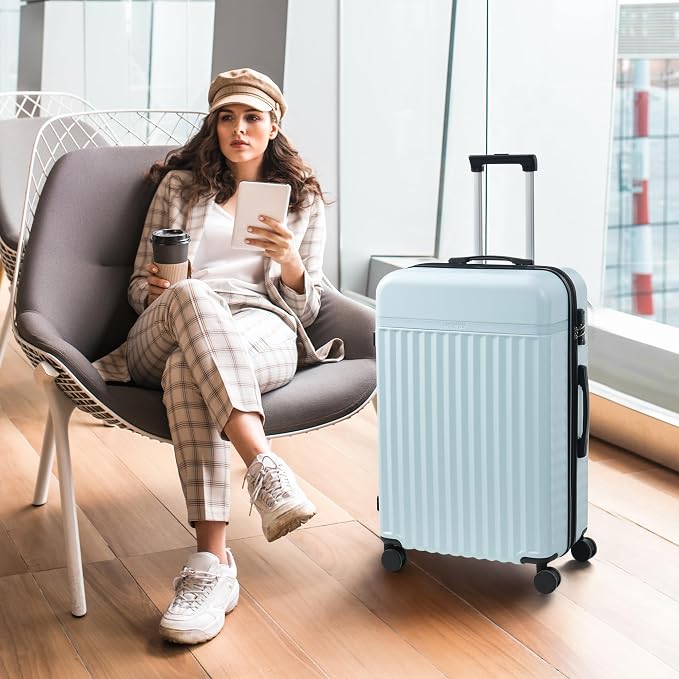 Merax Luggage Sets, Durable Hardshell 3 Piece Suitcase with Bags | Lightweight Carry on Luggage with Double Spinner Wheels and TSA Lock,20+24+28 inches,Light Blue - Image 6