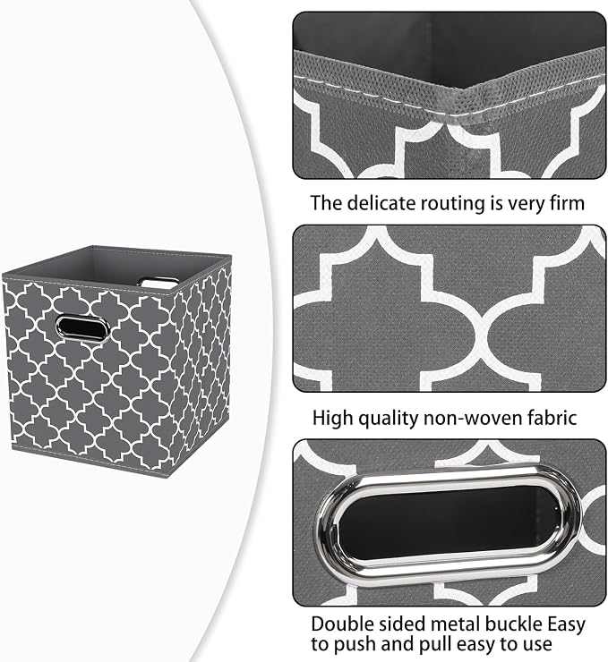 Fabric Cloth Storage Bins,Fabric Cube Organizer with Dual Handles Foldable Cube Storage Baskets for Home Bedroom Storage,Set of 3,(Gray Light) - Image 7