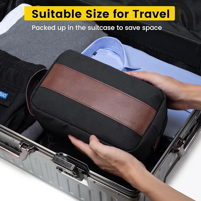 Vorspack Toiletry Bag for Men - Water Resistant Travel Bag for Toiletries, Accessories, Travel Essentials, Gifts - Black - Image 7