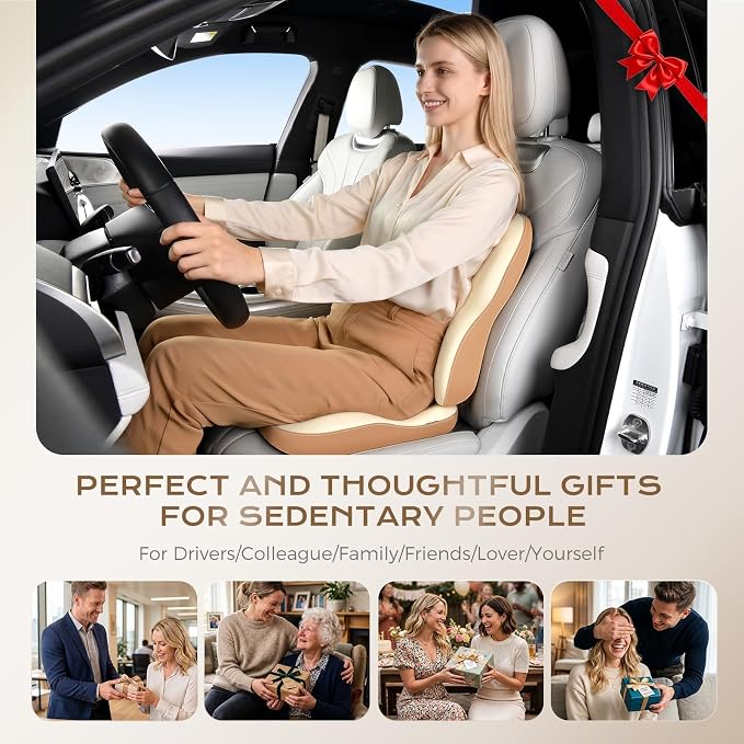 Coverado Lumbar Support Pillow and Seat Cushions for Office Chairs, Memory Foam Orthopedic Coccyx Cushion for Tailbone Pain Cushion Pillow & Back Pain Pressure Relief Seat Cushion Coffee&Beige - Image 9