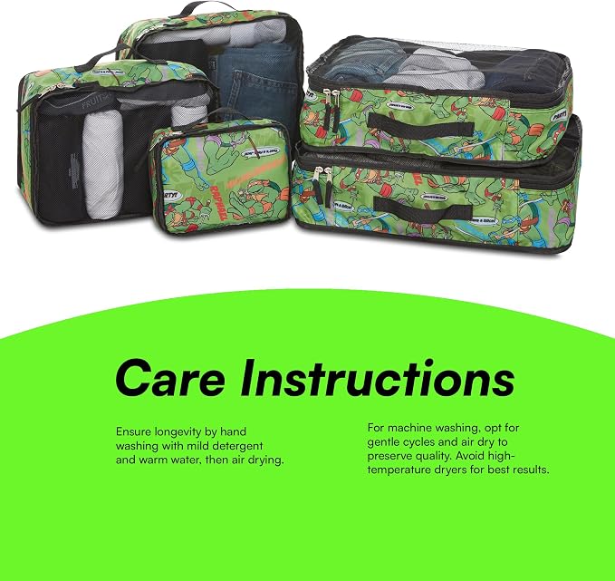 Teenage Mutant Ninja Turtles Packing Cubes - Leonardo, Raphael, Donatello, Michelangelo - TMNT 5 Piece Travel Luggage Organizer Set for Kids Teens Adults - Image 7