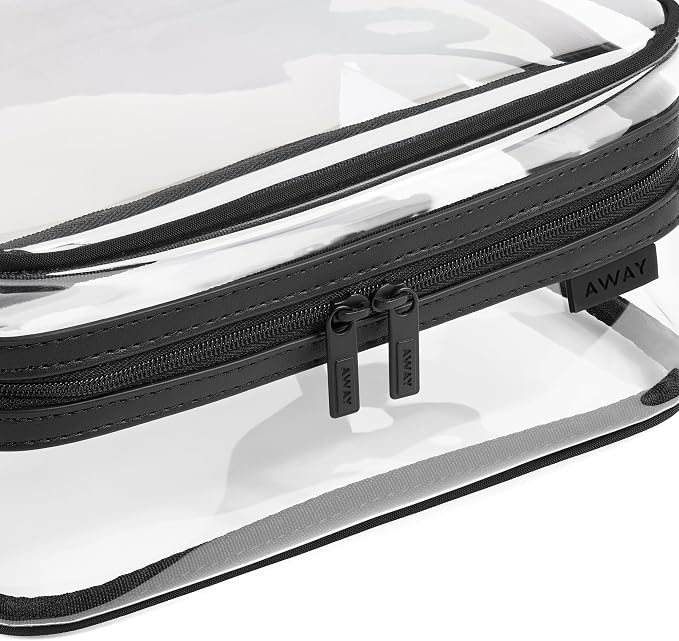 Away Clear Toiletry Bag - Water-Repellent Travel Toiletry Bag with 2 Compartments, U-Zip Opening, Interior Zip Pocket - Jet Black - Image 4