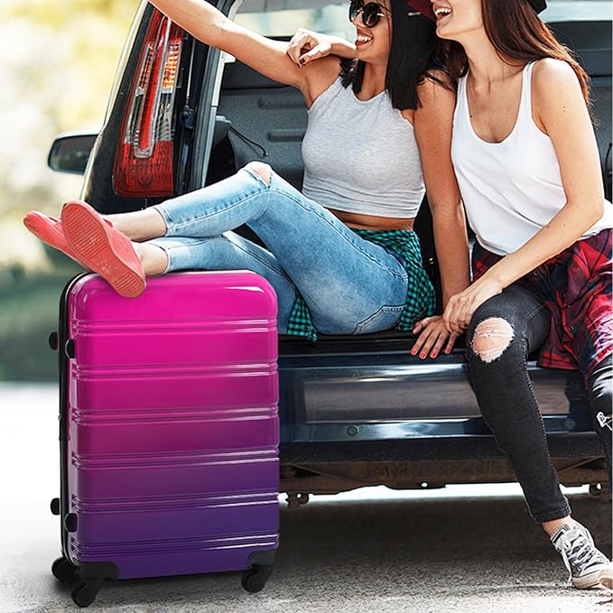 Merax Luggage Sets 3 Piece, Hardside Suitcase Set with Spinner Wheels | Lightweight Expandable Gradient Color Luggage 20+24+28 IN,Purple and Pink - Image 8