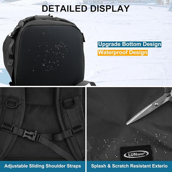 Ski Boot Bag, 65L Waterproof Ski Bag & Snowboard Boot Bag, Travel Backpack for Skis Snowboard Helmet Goggles & Accessories - Image 7