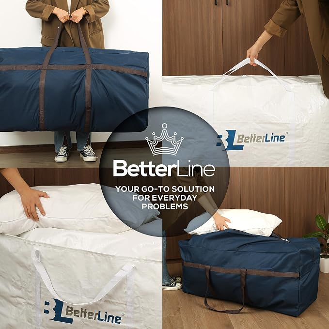 Extra Large Storage Bag - Heavy Duty 45x22x16 Inches Huge Tote Duffel with Max Load of 100 lbs. (45kg) - Tear-resistant & Water-resistant Polypropylene Woven Cloth, With Zippers - Image 6