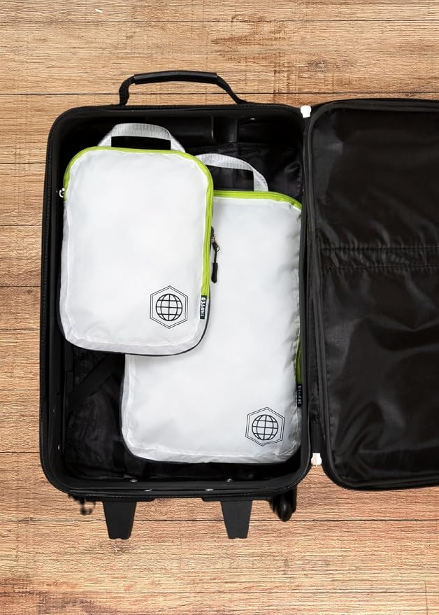 Compression Packing Cubes for Travel, 2-Piece Lightweight Packing Cubes Set for Carry-On Luggage & Backpacks – TRIPPED Travel Gear (White and Green) - Image 9