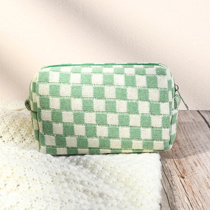 SOIDRAM 2 Pack Checkered Makeup Bag for Women, Cute Makeup Pouch Small Makeup Bag Travel Cosmetic Organizer for Toiletries, Brushes & Skincare - Image 7