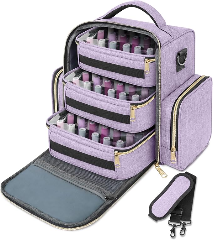 YOREPEK Nail Polish Organizer with 3 Removable Pouches & 72 Slots, Purple | Nail Polish Storage with Multiple Storage Sections for Nail Lamp, Manicure Set, Holds 72 Bottles, Gifts for Manicurist - Image 9
