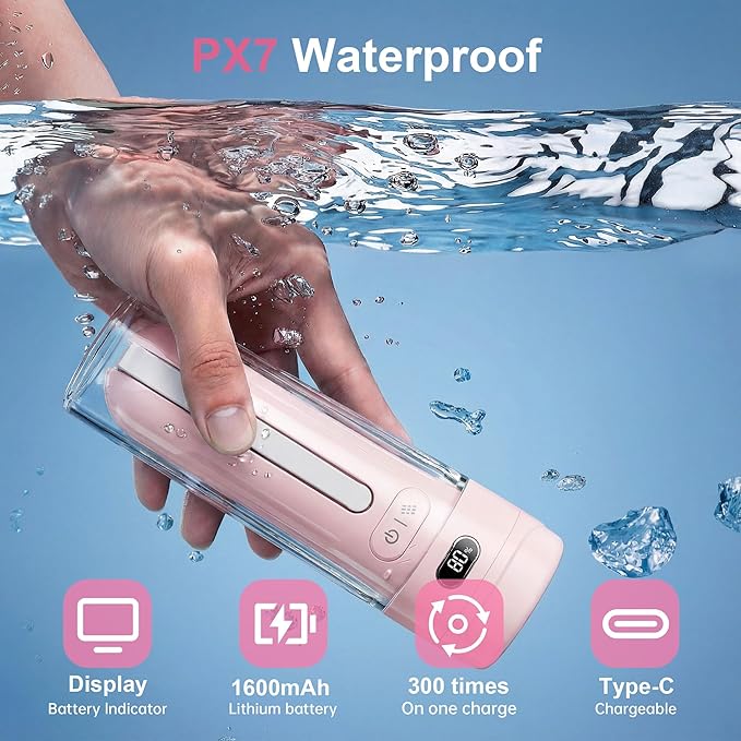 Portable Bidet - Handheld Rechargeable Electric Travel Bidet Sprayer with 3 Pressure - IPX7 Waterproof for Bathroom Ultimate Personal Hygiene Cleaning at Home and Camping (Pink, 6.9 Inches)