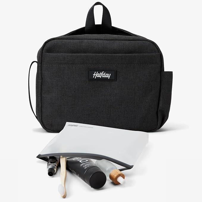 Halfday Sidecar Toiletry Bag: Travel Organizer for Men & Women with Waterproof Pouch, Mesh Pockets, Toothbrush Holder, Hanging Loop (Lightweight, Durable, Water-Resistant), Shadow - Image 7