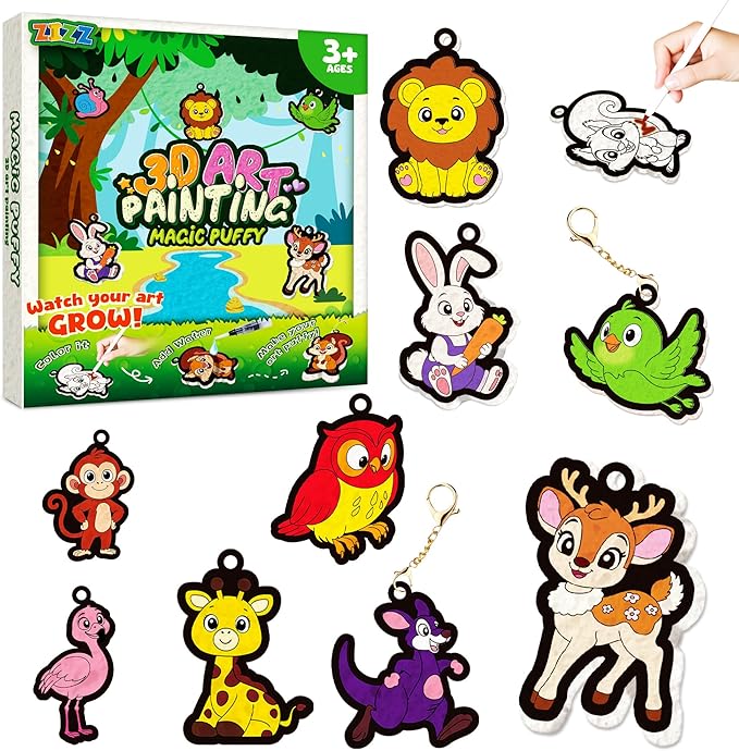 Z1ZZ Aqua Puffs 3D Art-Craft Kit -Aqua Art Magic Paint Set, Mess-Free Water Painting for Kids Age 4 5 6 7 8 9 Boys Girls DlY Color Activity Creative Gift forClass Christmas Birthday Games