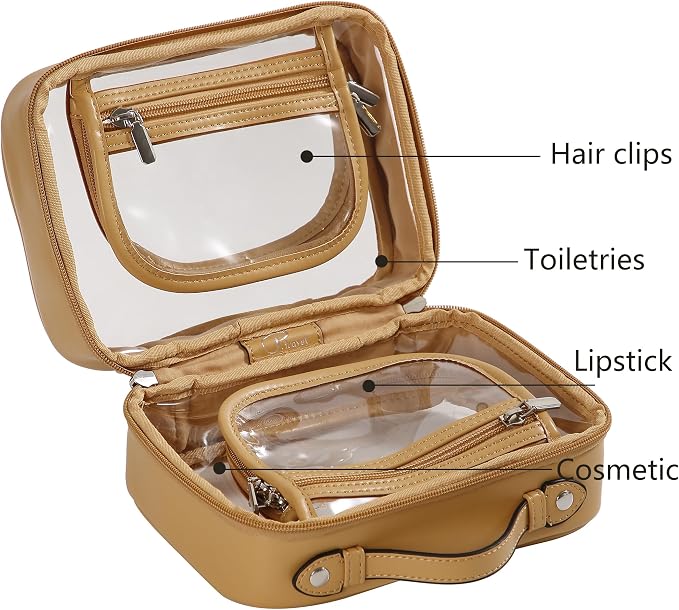 Veki Transparent Makeup Bag Travel Cosmetic Bags Case Waterproof Toiletries Bag Large Capacity Open Storage Bags Organizer With Zipper, Portable Make Up Organizer for Women and Girls - Image 2