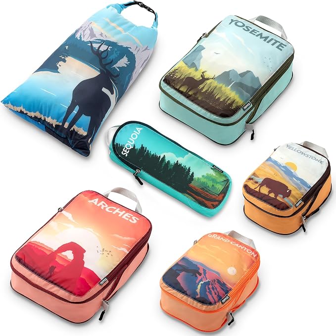 Compression Packing Cubes for Travel, 6-Piece Lightweight Packing Cubes Set for Carry-On Luggage & Backpacks – TRIPPED Travel Gear (National Park) - Image 9